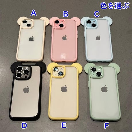 CUTECASE 可愛い耳付 iPhone17/16Proケース パステルカラー iPhone15plus/14pro/13カバー 淡色透明ケース 黄ばまない GIFT CM5538