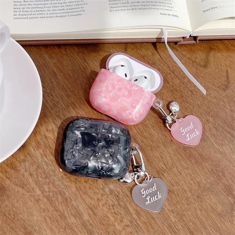 CUTECASE桜ピンクシェル柄 Airpods 4ケース Airpods3/Pro2ケース airpodsproカバー 可愛いキーチェーン付 女子力高い CM5147