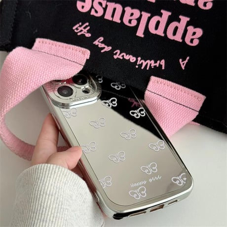 CUTECASE 花カメラ ミラーiPhone15pro/15promaxケース リボン/蝶 iphone14/13pro/12カバー 女子力アップ 可愛いCM4333