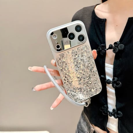 CUTECASE キラキラグリッター iPhone17/17proケース カメラ保護カバー付 iPhone17promax/16/15Proカバー レザーストラップ 高級感CM5815