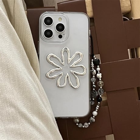 CUTECASE韓国風 立体花 iPhone15/15proケース 高級感ラストラップ付 iPhone14pro/13/12promaxケース 黄ばまないクリアケース コスパ高いCM4044