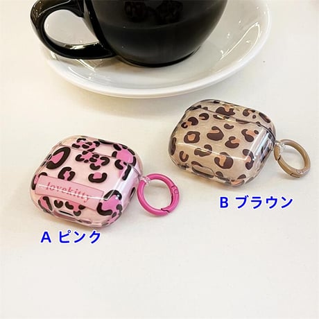 CUTECASEアニマル柄 Airpods4ケース ヒョウ柄 Airpodspro2カバー Airpods3/2 キーチェーン付 可愛すぎ CM5592