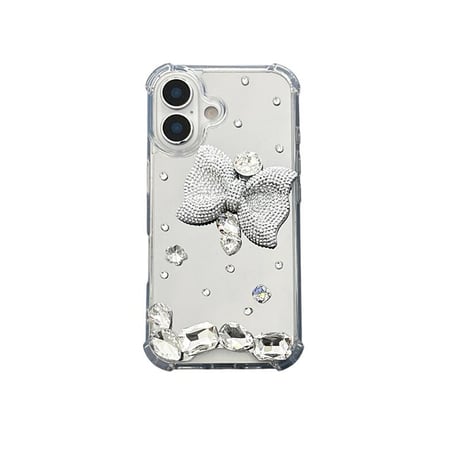CUTECASE ダイヤリボン鏡 iPhone17/17Proケース キラキラ 豪華 iPhone16pro/15plus/14カバー 四角耐衝撃 CM5554