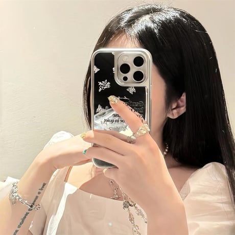CUTECASE ミラー iPhone15/15proケース きれいストラップ付 iPhone14/13pro/12proケース かわいい 女子力UP CM4406