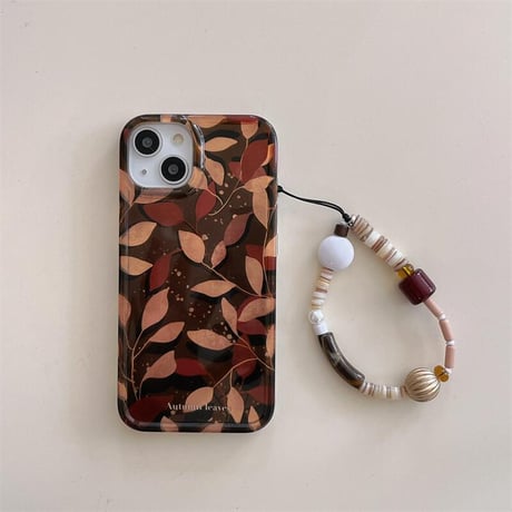 CUTECASE葉柄 iPhone16/16Proケース 秋冬に流行る アイフォン15プロ/14/13proカバー ストラップ シック CM4841