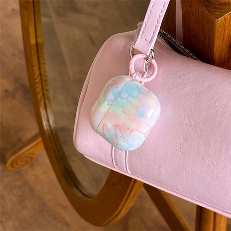 CUTECASE落書き Airpods第4世代ケース ピンク/ブルー Airpods3/Pro2ケース airpodsproカバー リング付 頑丈 シックCM5110