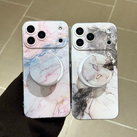 CUTECASE 大理石調 iPhone17/17Proケース マグネット式グリップ付 iPhone16Pro/15ProMaxケース 便利なスタンド機能 オシャレCM6092