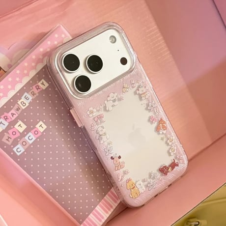 CUTECASE ワンちゃん iPhone17/17Proケース ピンク iPhone17Pro/16ケース キラキラ感 可愛い 推し活グッズCM6288
