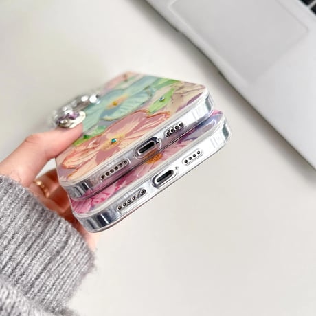 CUTECASE花柄 iPhone15/15proケース 春夏コーデ iphone14/13/12proカバー キラキラ 丈夫 人気CM4074