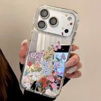 CUTECASE 草花柄ミラー iPhone17Pro/17ケース きれい iPhone17Promax/16Pro/15ケース かわいい 光沢感 丈夫CM6192