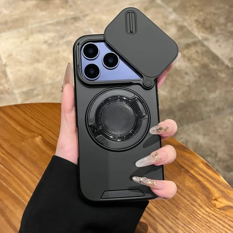 CUTECASE スライド式カメラ保護カバー付iPhone17Promaxケース MagSafe対応 iPhone17/16Proカバー 360度回転可スタンドリング カッコイイCM5798