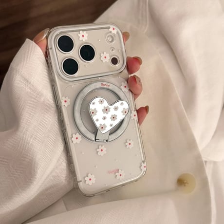 CUTECASE MagSafe対応 花柄 iPhone17Pro/17ケース マグネット式ミラーリングスタンド付 iPhone17ProMax/16Pro/15カバー 女子力アップ CM6177