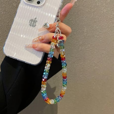 CUTECASE 虹色 スマホストラップ キーホルダー キラキラクリスタル 女子力アップ 大人可愛い 高級感おしゃれ iphone、Galaxyなど全種類対応 CM5581