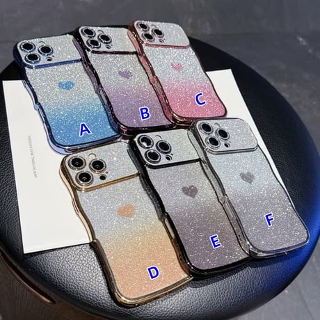 CUTECASE ハート柄 iPhone17/17Proケース キラキラレンズフイルム付 ラメ iPhone17ProMax/Air/16ケース ウェーブデザイン 落下防止CM5812