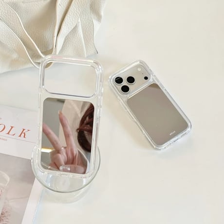 CUTECASE ミラーiPhone17Promaxケースシンプル風 iPhone17/16Pro/15ケース メイク直しに便利 夏に人気 CM6346
