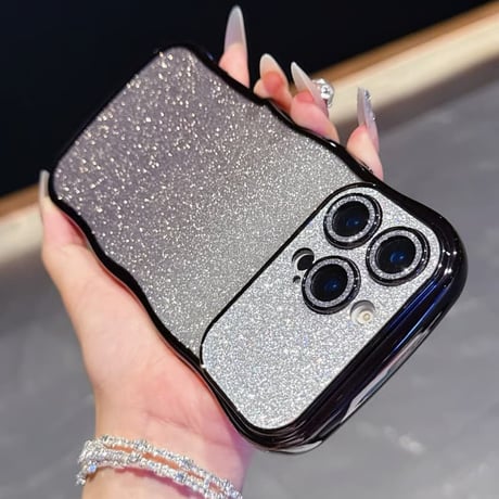 CUTECASEうねうね iPhone17/17Proケース キラキラレンズフイルム付 ラメ iPhone17ProMax/Air/16ケース きれい 落下防止CM5809