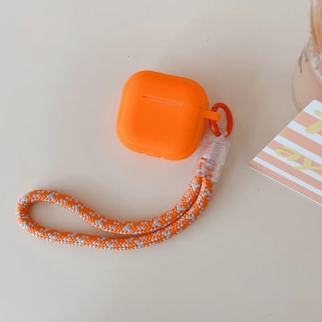 CUTECASE オレンジ AirpodsPro3/４ケース ストラップ付 Airpods3/Pro2ケース 充電口カバー付き トレンドカラー CM5714