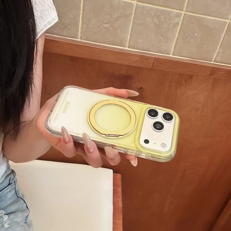 CUTECASEグラデーションカラー iPhone17Pro/17ケース MagSafeリングスタンド iPhone16Pro/15pro/14ケース 高透明 高品質CM6504