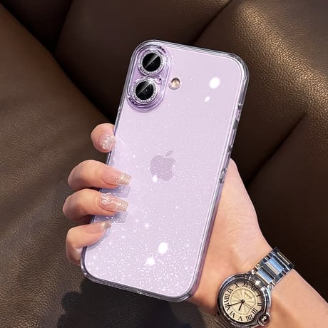 CUTECASE ラベンダー/ミストブルー/セージ iPhone17ケース 高透明感軽量でかさばらないキラキラレンズカバー iPhone17Pro/16ケース クリア 背面ラメ入り ソフトCM5765
