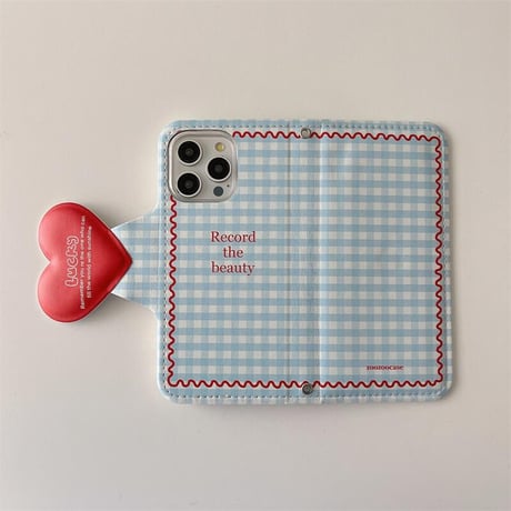 CUTECASE 手帳型 iPhone16Pro/16ケース ハートマグネット留め具 iPhone15pro/14pro/13ケース カード収納 トレンド感CM4667