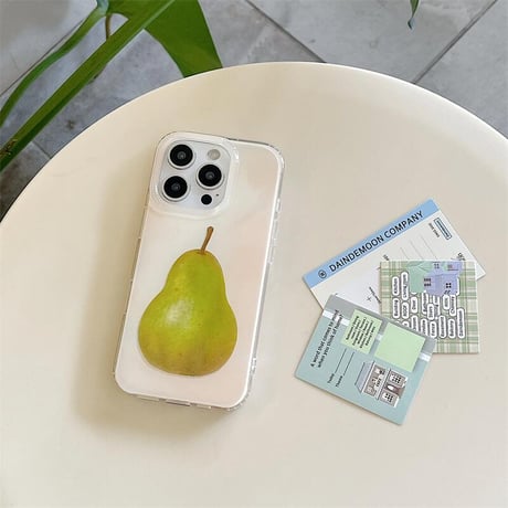 CUTECASE梨柄 iPhone16/16promaxケース 可愛い iPhone15pro/14/13proケース 涼しい感じ 丈夫 シンプル風CM5224