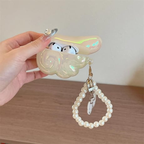 CUTECASE翼 Airpods4ケース キラキラ パールストラップ付 エアポッズ3/2ケース AirpodsPro2/1カバー 光る 可愛いギフトCM5444