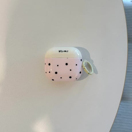 CUTECASE ピンク it's ok Airpods Pro3ケース 水玉模様 Airpods4/3カバー pro2/pro1 リング/星キーホルダー 韓国風CM6254