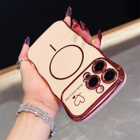CUTECASEうねうねライン iPhone16e/16proケース Magsafe対応 ハート柄 iPhone15pro/14/13/12カバー 頑丈 涼しい感じ 人気CM5359