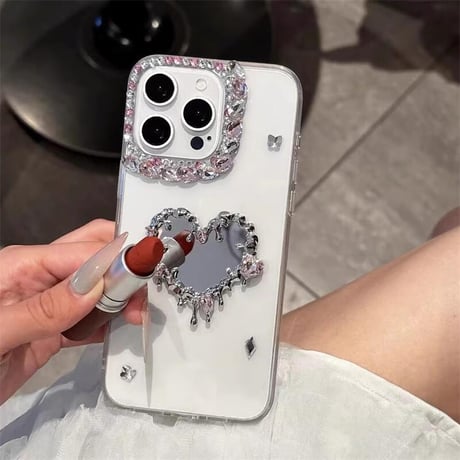 CUTECASE ハンドメイド ミラーiPhone17/16proケース ダイヤデコ クリアiPhone15promax/14/13miniケース おしゃれ シック CM5465