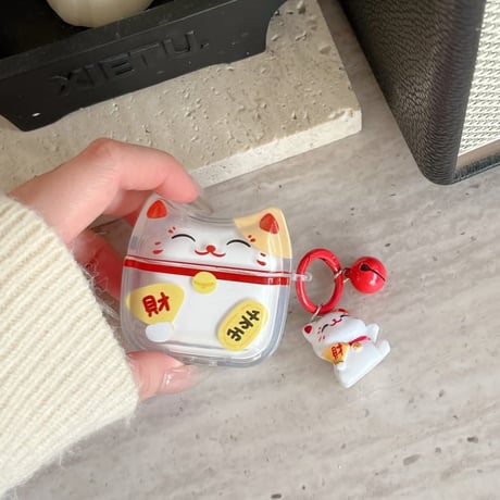 CUTECASE 招き猫 AirPodsPro3ケース ギフトにおすすめ Airpods4/3ケース AirpodsPro2/Pro1カバー ネコちゃんキーホルダー 可愛いCM5979