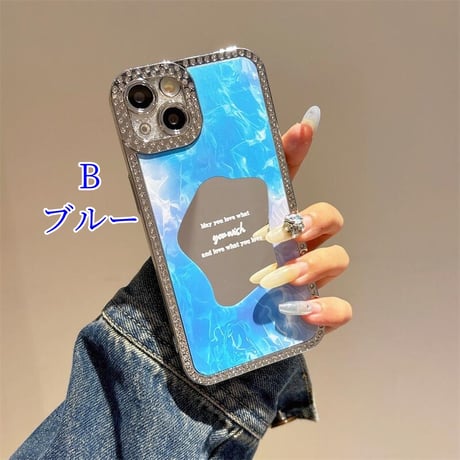 CUTECASEジュエリーライン iPhone16pro/15proケース メイク鏡付 iPhone14/13promax/12カバー おしゃれ 春夏人気アイテム CM5155