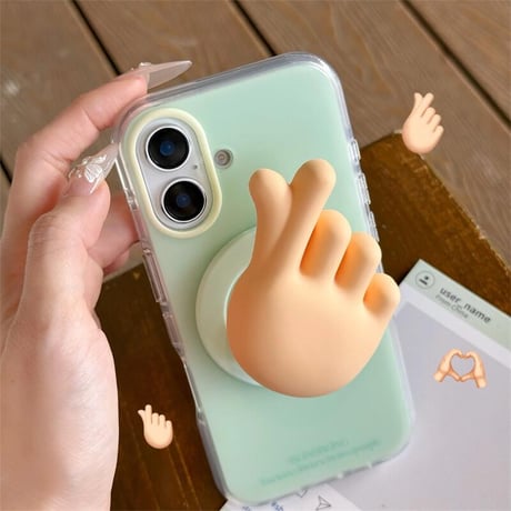 CUTECASE 指ハート/ ピースサイン スマホグリップ スタンド マグネット式タイプ 可愛い 丈夫 ギフトに最適CM5461
