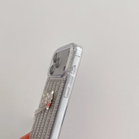 CUTECASE ジュエリー iPhone17Promaxケースフリンジダイヤリボン iPhone16Pro/15/14ース 豪華 リボンストラップ付CM6521
