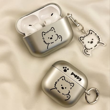 CUTECASEメッキ Airpods Pro3ケース ワンちゃん Airpods4/3カバー pro2/pro1 リング/キーホルダー ギフトにおすすめCM6349