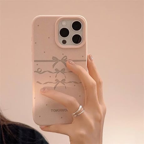 CUTECASEリボン柄 iPhone16/16plusケース シリコン ピンク iPhone15Pro/14/13Proケース　指紋防止 可愛い CM4627