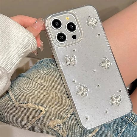 CUTECASEクリア iPhone15/15proケース 立体蝶 アイフォン14pro/13pro/12ケース 可愛い 女子力アップCM4464