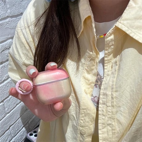 CUTECASE暈し染めピンク Airpods4ケース シック 女子力高い AirpodsPro2ケース airpods3/2カバー かわいい リング付き 人気CM5356