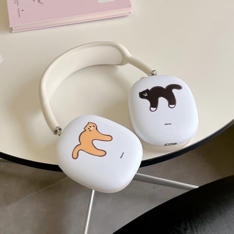 CUTECASE 可愛い猫柄 AirPodsMax2/1ケース マット 指紋/汚れ防止 エアーポッズ マックス専用カバー ギフトに最適 頑丈CM5214
