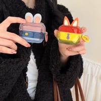CUTECASE AirpodsPro3ケース 人気 可愛い Airpods4/pro2カバー 耳付き リング付 カップル/友達ペア お揃いコーデCM5873