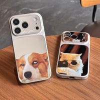 CUTECASE 可愛い動物柄ミラーiPhone17Promaxケースカメラ保護カバー iPhone17Pro/16ProMax/15ProMaxケース 光沢感 頑丈 クールCM6384
