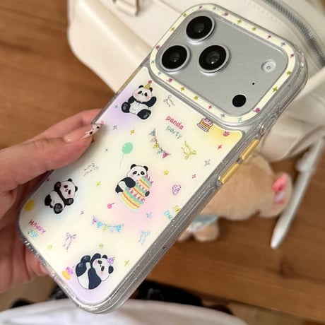 CUTECASE パンダ iPhone17pro/17ケース グリップ付き iPhone16/15promax/14ケース かわいい 多機能便利CM6271