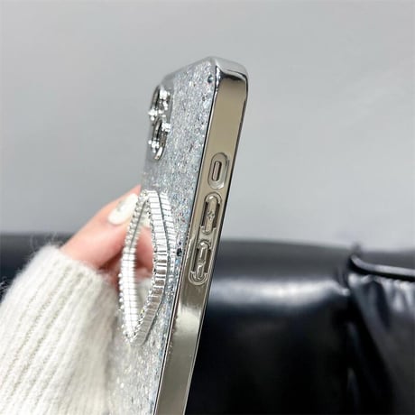 CUTECASEストーン鏡付 iPhone15/15Proケース キラキラグリッター iPhone14/13Pro/12ケース 可愛い 人気 頑丈CM4020