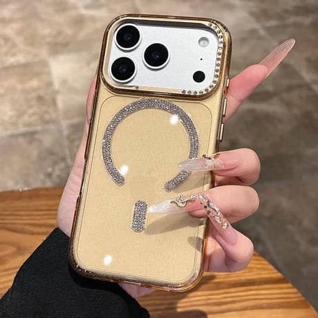 CUTECASEきらめくビジュー iPhone17Pro/17ケース MagSafe対応 iPhone17ProMax/16Pro/15ケース 大人ガーリー 上品 高級感たっぷり CM5862