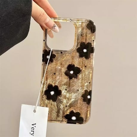 CUTECASE花柄 iPhone16/16Proケース シックなストラップ iPhone15プロ/14/13proカバー 秋冬に流行 トレンドファッション CM4871