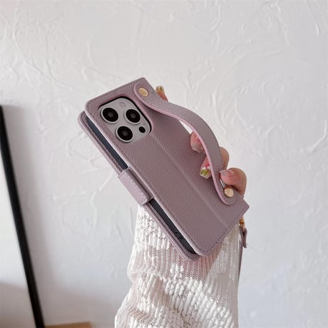CUTECASE 手帳型 アイフォン16pro/15ケース ストラップ付 革製 iPhone14promax/13/12カバー カード収納 スタンド付CM4462
