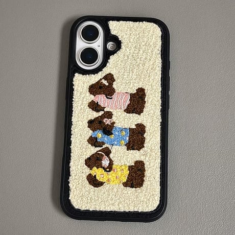 CUTECASE犬ちゃん iPhone16Pro/16ケース ニット 大人可愛い iPhone15Pro/14pro/13カバー 秋冬に流行る 手さわりいい 丈夫CM4714