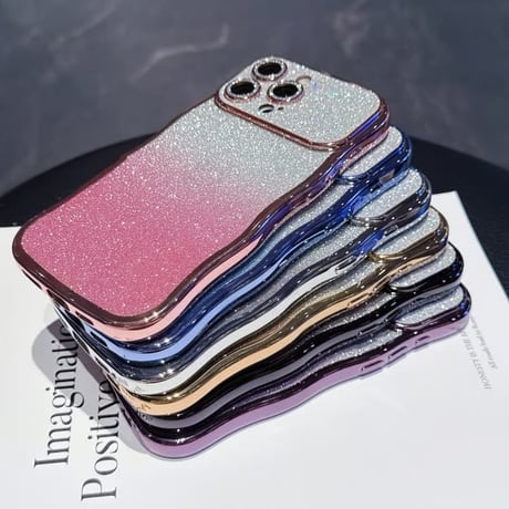 CUTECASEうねうね iPhone17/17Proケース キラキラレンズフイルム付 ラメ iPhone17ProMax/Air/16ケース きれい 落下防止CM5809