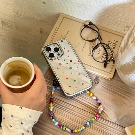 CUTECASE春夏向け iPhone16Pro/16ケース 鏡付 iPhone15Pro/14/13proカバー 多彩ストラップ 可愛い 丈夫 メイク直しに便利CM5182