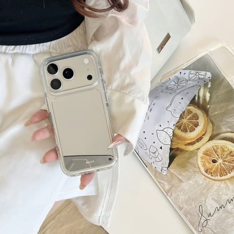 CUTECASE ミラーiPhone17Promaxケースシンプル風 iPhone17/16Pro/15ケース メイク直しに便利 夏に人気 CM6346