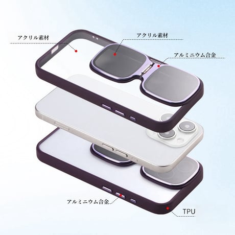 CUTECASEサングラス形ともかくスタンドiPhone15Pro電話ケース C5067